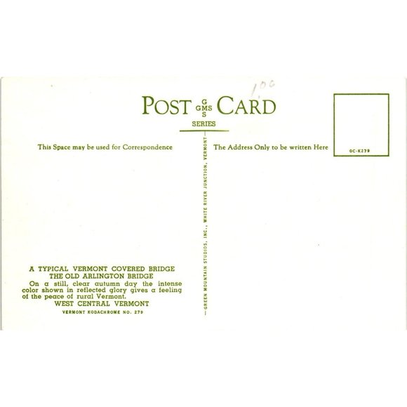 Vintage Jackson New Hampshire Covered Bridge Postcard Fall Foliage Mountains - Picture 2 of 2